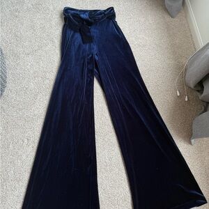 Elegant MISA Navy Velvet Wide-Leg Pants
